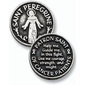SIX (6) SAINT PEREGRINE Pewter POCKET Tokens PATRON SAINT of CANCER PATIENTS - 1" Metal Coin - INSPIRATIONAL Gift - KEEPSAKE - COURAGE Strength GUIDANCE in Kuwait