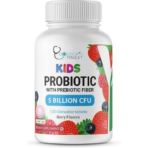 أفضل البروبيوتيك للأطباء مع ألياف البريبايوتيك 5 مليارات من النباتات الدقيقة القابلة للمضغ للأطفال - فيتامين نباتي، خالي من العناصر المعدلة وراثيًا وخالي من الغلوتين - مكمل رائع للتذوق - مضغ البكتين بنكهة طبيعية - 120 قطعة in Kuwait