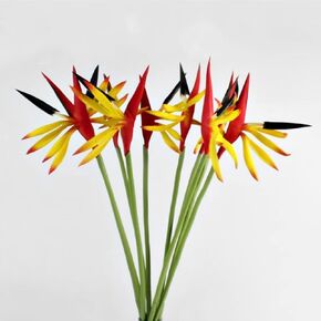 8 Pack 21-1/2 Inch Artificial Flowers Bird of Paradise,Green Plant for Home Garden Decoration Office Verandah Wedding Decorations (Red)