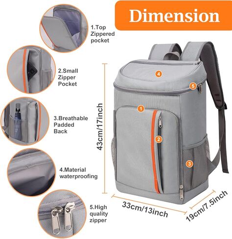 حقيبة ظهر تبريد معزولة مقاومة للماء 30 علبة، مبردات حقيبة ظهر معزولة كبيرة مضادة للتسرب، حقيبة تبريد الشاطئ للرجال والنساء إلى الشاطئ والغداء والنزهات والتخييم والمشي لمسافات طويلة ورحلات السفر والسفر in Kuwait