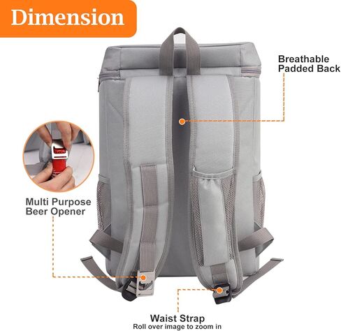 حقيبة ظهر تبريد معزولة مقاومة للماء 30 علبة، مبردات حقيبة ظهر معزولة كبيرة مضادة للتسرب، حقيبة تبريد الشاطئ للرجال والنساء إلى الشاطئ والغداء والنزهات والتخييم والمشي لمسافات طويلة ورحلات السفر والسفر in Kuwait