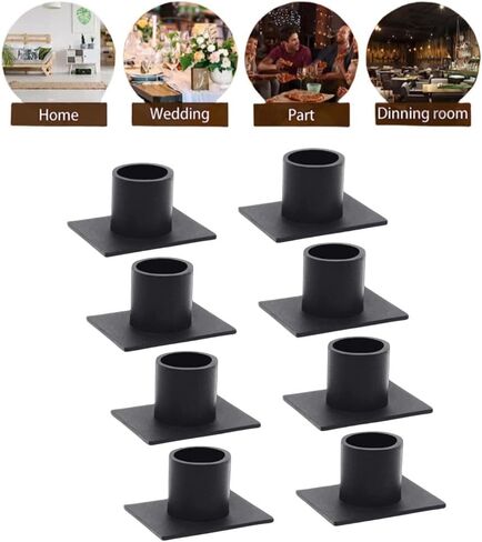 Candle Holder Set of 8, 0.86 Inch Diameter Taper Candle Holder,Matte Black Candlestick Holder for Home Decoration,Christmas,Wedding,Dinning,Party,Housewarming Gifts (Iron, Black) in Saudi Arabia