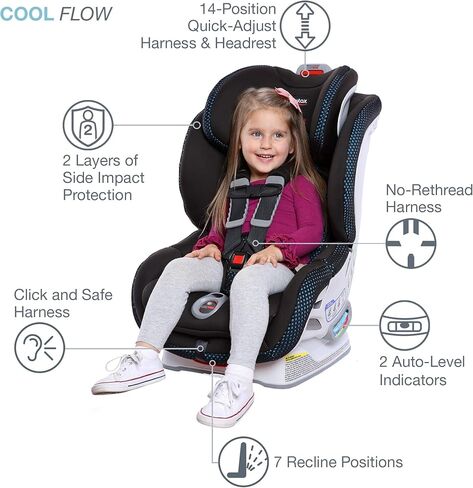 مقعد سيارة بريتاكس Boulevard ClickTight القابل للتحويل ، بلون أزرق مخضر متدفق بارد، 50.47 سم × 58.42 سم × 59.89 سم (عبوة من قطعة واحدة) in Kuwait