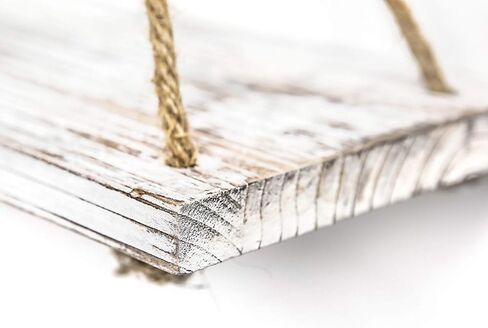 مجموعة من 2 ارفف معلقة من الخشب من الحبل، ارفف معلقة لتزيين الحائط، رف نباتات خشبي معلق على الحائط، ارفف حبل للتعليق على الحائط لغرفة المعيشة وغرفة النوم والحمام والمطبخ (ابيض) in Kuwait