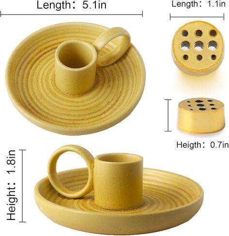 حامل أعواد MDFAYE Palo Santo، مبخرة بخور سيراميك مصنوعة يدويًا لعصي البخور Palo Santo، حامل حكيم للحرق، حامل شموع سيراميك وماسك الرماد (أبيض مرقط) in Kuwait