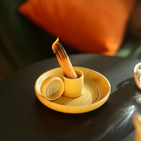 حامل أعواد MDFAYE Palo Santo، مبخرة بخور سيراميك مصنوعة يدويًا لعصي البخور Palo Santo، حامل حكيم للحرق، حامل شموع سيراميك وماسك الرماد (أبيض مرقط) in Kuwait