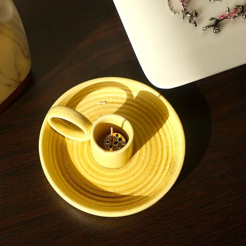 حامل أعواد MDFAYE Palo Santo، مبخرة بخور سيراميك مصنوعة يدويًا لعصي البخور Palo Santo، حامل حكيم للحرق، حامل شموع سيراميك وماسك الرماد (أبيض مرقط) in Kuwait