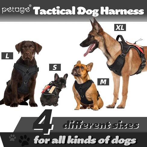 PETAGE Tactical Dog Harness for Small Medium Large Dogs No Pull Adjustable Soft Padded Dog Vest Reflective No-Choke Pet Oxford Vest with Easy Control Pet Vest Military Service Dog Harnesses( BlackL) in Kuwait