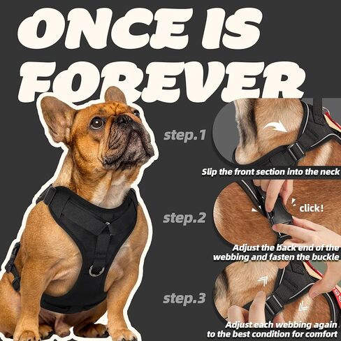 PETAGE Tactical Dog Harness for Small Medium Large Dogs No Pull Adjustable Soft Padded Dog Vest Reflective No-Choke Pet Oxford Vest with Easy Control Pet Vest Military Service Dog Harnesses( BlackL) in Kuwait