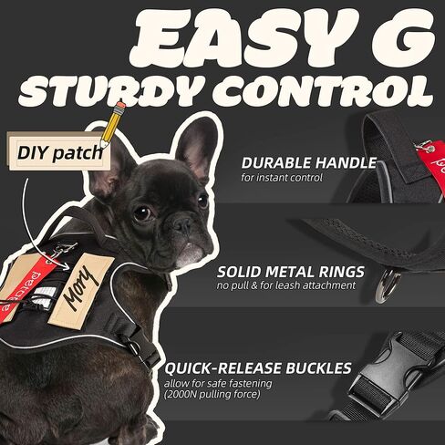 PETAGE Tactical Dog Harness for Small Medium Large Dogs No Pull Adjustable Soft Padded Dog Vest Reflective No-Choke Pet Oxford Vest with Easy Control Pet Vest Military Service Dog Harnesses( BlackL) in Kuwait