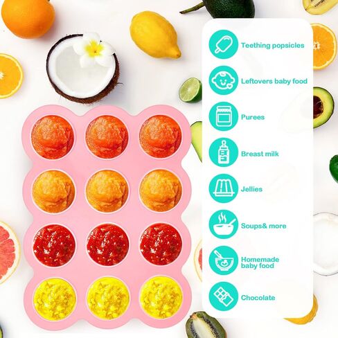 3 Pcs Baby Food Storage Container 12 Cup Silicone Baby Food Freezer Tray with Lid Stackable Reusable Silicone Baby Food Freezer Storage Tray for Food Vegetable Fruit Puree and Breast Milk (Blue) in Saudi Arabia