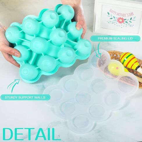 3 Pcs Baby Food Storage Container 12 Cup Silicone Baby Food Freezer Tray with Lid Stackable Reusable Silicone Baby Food Freezer Storage Tray for Food Vegetable Fruit Puree and Breast Milk (Blue) in Saudi Arabia