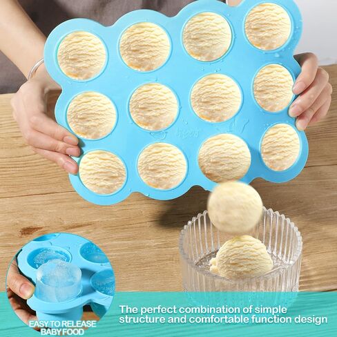 3 Pcs Baby Food Storage Container 12 Cup Silicone Baby Food Freezer Tray with Lid Stackable Reusable Silicone Baby Food Freezer Storage Tray for Food Vegetable Fruit Puree and Breast Milk (Blue) in Saudi Arabia
