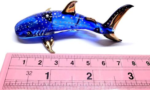 Handmade Set of 2 Mini Whale Shark Figures Blown Glass Art, Collectible Figurines Gift Ideas, Miniature Ocean Animals, Tiny Ornament Cool Stuff Decor in Saudi Arabia