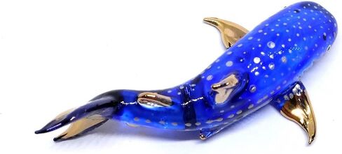 Handmade Set of 2 Mini Whale Shark Figures Blown Glass Art, Collectible Figurines Gift Ideas, Miniature Ocean Animals, Tiny Ornament Cool Stuff Decor in Saudi Arabia