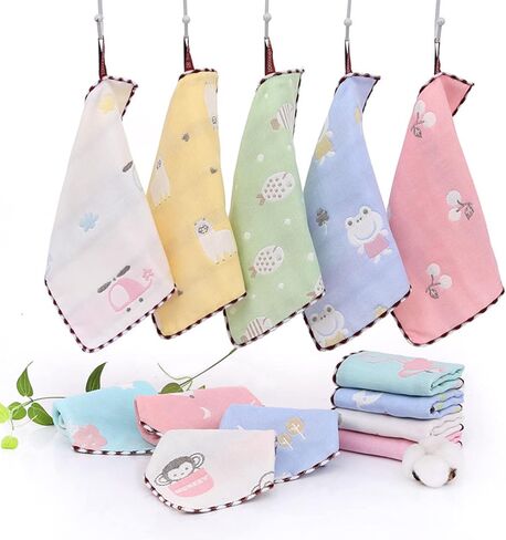 5 قطع من مناشف التجفيف اللطيفة للاطفال والصغار من ريتادا، مصنوعة من القطن بنسبة 100% بتصميم خطاف، مناشف ناعمة ومضادة للحساسية للاطفال in Kuwait