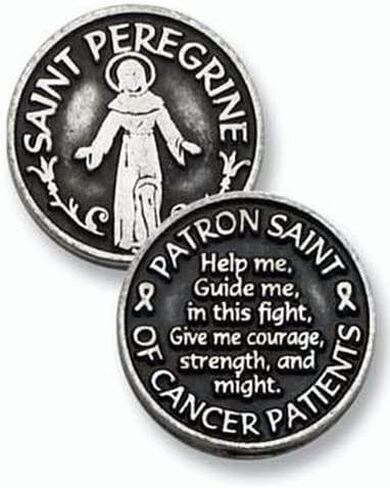 SIX (6) SAINT PEREGRINE Pewter POCKET Tokens PATRON SAINT of CANCER PATIENTS - 1" Metal Coin - INSPIRATIONAL Gift - KEEPSAKE - COURAGE Strength GUIDANCE in Kuwait