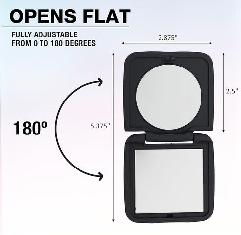 مرآة جيب كونير للنساء والرجال، مرآة صغيرة الحجم للمحافظ أو حقائب أدوات الزينة، مرآة مكياج مكبرة للسفر مع تكبير 1x/5x باللون الأسود in Kuwait
