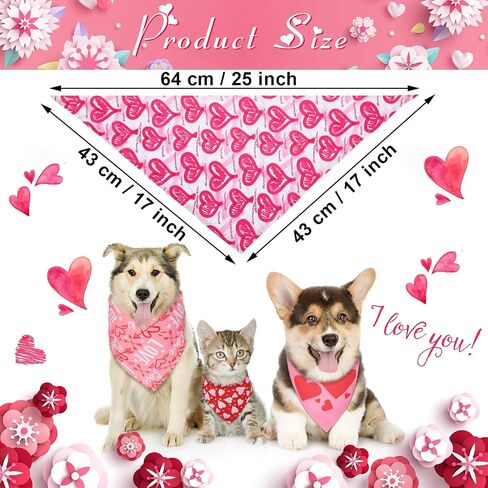 12 Pieces Valentine's Day Dog Bandana Triangle Bib Scarf with Lip Heart and Love Patterns Reversible Pet Neckerchief Accessories for Dogs Cats Pets (Lip and Heart Pattern) in Saudi Arabia