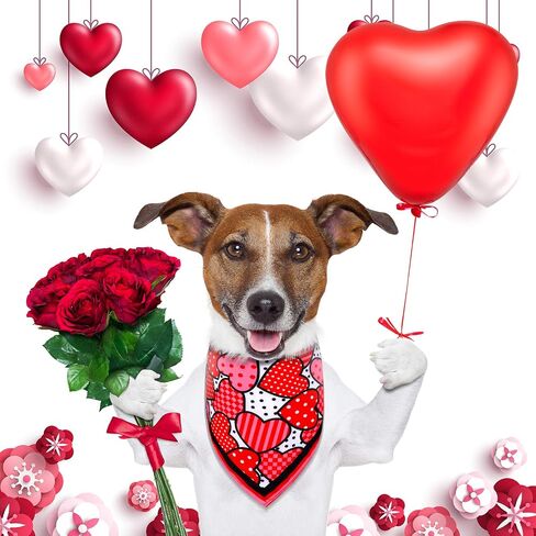 12 Pieces Valentine's Day Dog Bandana Triangle Bib Scarf with Lip Heart and Love Patterns Reversible Pet Neckerchief Accessories for Dogs Cats Pets (Lip and Heart Pattern) in Saudi Arabia