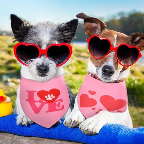 12 Pieces Valentine's Day Dog Bandana Triangle Bib Scarf with Lip Heart and Love Patterns Reversible Pet Neckerchief Accessories for Dogs Cats Pets (Lip and Heart Pattern) in Saudi Arabia