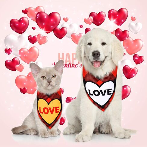 12 Pieces Valentine's Day Dog Bandana Triangle Bib Scarf with Lip Heart and Love Patterns Reversible Pet Neckerchief Accessories for Dogs Cats Pets (Lip and Heart Pattern) in Saudi Arabia