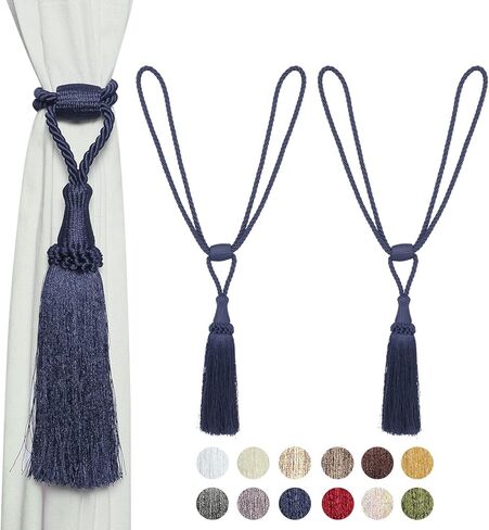 MALOINTEX 2 Pack Curtain Hand-Woven Tiebacks Crystal Holdbacks Home Decorative Tassels - Burgandy RED in Saudi Arabia