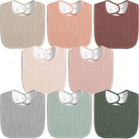 MairMore Muslin Baby Bibs, Drool Bibs for Boys and Girls, 8-Pack | Adjustable Snaps, Cotton Front Soft Fleece Back, Baby Bibs for Drooling & Teething, for Newborn, Toddler Aged 0-36 Months in Saudi Arabia