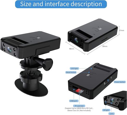 OVEHEL Hidden Spy Camera Mini 1080P Wireless WiFi Camera with Live Video Home Security Surveillance Cam with Motion Detection Night Vision APP Control for Indoor Outdoor Car Nanny Cam in Kuwait