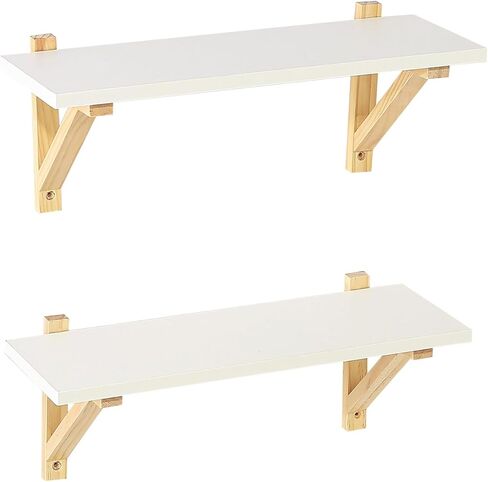ZGZD Floating Shelves for Wall Decor Storage, White Wall Mounted Shelves Set of 2, Wall Storage Ledges with Sturdy Wood Brackets for Bedroom, Living Room, Bathroom, Kitchen, Corner, Book in Kuwait