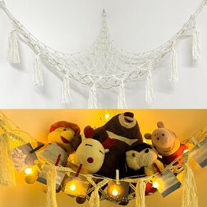 Stuffed Animal Storage.FUNCYboo stuffed animal net With LED Light-Large Suitable for Bedroom.Stuffed animal net or hammock
