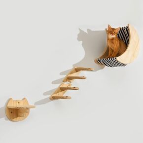رف للقطط يثبت على الحائط - ارفف حائط للقطط، مجثم خشبية لتسلق القطط، مجموعات اثاث للقطط وجسر كيتي وسلم للاماكن الداخلية in Kuwait