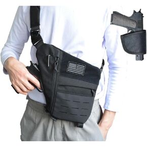 Stealth Personal Pocket Bag Anti Thief Crossbody Chest Daypack Crossbody Sling Bag Concealed Carry of Handgun Invisible Underarm Shoulder Bag With Holster Over Shoulder Bag for Men Women