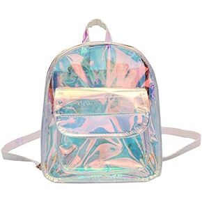 Women Holographic Metallic Shoulder Bag Casual Daypack Silver in Saudi Arabia