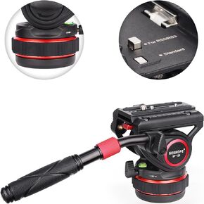 GEEHOPE Pro Video Tripod Fluid Head with Infinitely Adjustable Swivel Loss, Heavy Duty Pan Head with QR Plate for Manfrotto and DJI RS2/RS3, Load Capacity up to 11 kg, for DSLR Cameras in Kuwait
