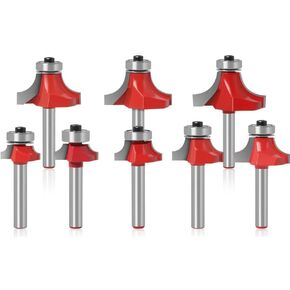 WSOOX 8 قطعة مجموعة لقم التوجيه المستديرة 1/4 بوصة عرقوب تشكيل نصف قطر دائري للديكور لقمة التوجيه (نصف القطر في 1/8"، 11/64"، 3/16"، 1/4"، 5/16"، 3/8" "،7/16"،1/2") in Kuwait