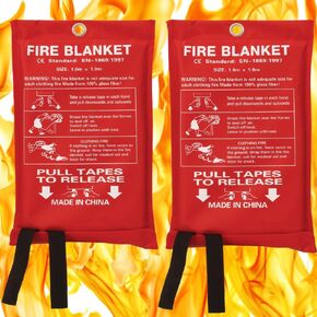 MRPAPA 4Pack بطانية حريق المطبخ بطانية حريق من الألياف الزجاجية مقاس 40 بوصة × 40 بوصة للبقاء في حالات الطوارئ، وحماية من مثبطات اللهب، والعزل الحراري، للمطبخ، والمدفأة، والسيارة، والتخييم، والطوارئ in Kuwait