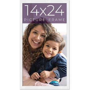 إطار صورة من الخشب الحقيقي الأبيض مقاس 14 × 24 عرض 0.75 بوصة | عمق الإطار الداخلي 0.5 بوصة | إطار صور بيانكا لمنتصف القرن مكتمل بأكريليك للأشعة فوق البنفسجية ودعامة من الإسفنج وأدوات تعليق in Kuwait