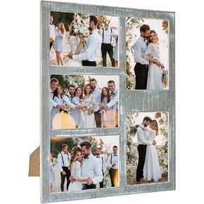إطار صورة مزرعة MONT PLEASANT مقاس 5X7 إطار صور ريفي مقاس 4X6 لخمس صور مع إطار مجمعة من الخشب البساط للتركيب على الحائط أو عرض الطاولة