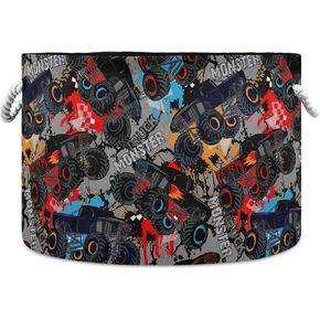 visesunny الوحش شاحنة سيارة نمط سلال الغسيل النسيج تخزين صندوق تخزين سلة قابلة للطي لعبة الملابس رفوف سلة للحمام، غرفة نوم، الحضانة، خزانة، مكتب in Kuwait