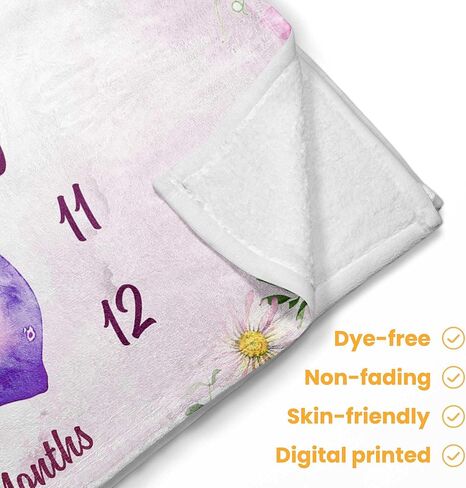 بطانية Pavo Premium Sunflower Milestone للفتيات الصغيرات - تتضمن إطارًا حصريًا لأوراق الشجر - بطانية شهرية مخصصة للأطفال حديثي الولادة - 60 بوصة × 40 بوصة مستلزمات طفلة عباد الشمس in Kuwait