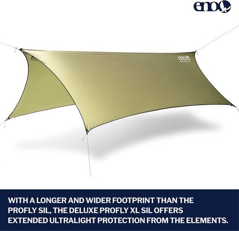 ENO ProFly XL SIL Rain Tarp - Large Ultralight Waterproof Tarp - for Camping, Hiking, Backpacking, Travel, a Festival, or The Beach - Lichen in Saudi Arabia