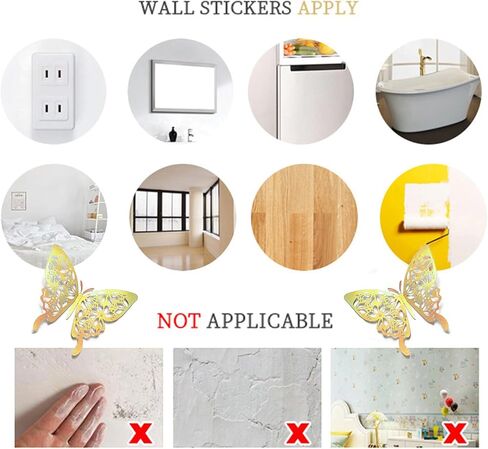 ملصقات جدارية ثلاثية الأبعاد على شكل فراشة ليزر لتزيين الحائط على شكل فراشة DIY ملصق فني قابل للإزالة ورقة ثلاثية الأبعاد زينة فراشة فضية للمرآة وغرفة الأطفال وحفلات الزفاف اللامعة 36 قطعة (فضي ليزر) in Saudi Arabia