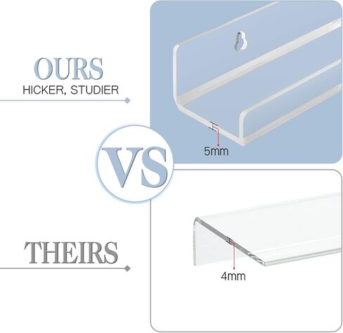 LadyRosian Clear Acrylic Floating Corner Shelves Wall Mounted 5MM Thick Bookshelf Invisible Collection Display Storage Floating Wall Ledge Shelf for Room, Kitchen, Office (3 Pack) in Saudi Arabia