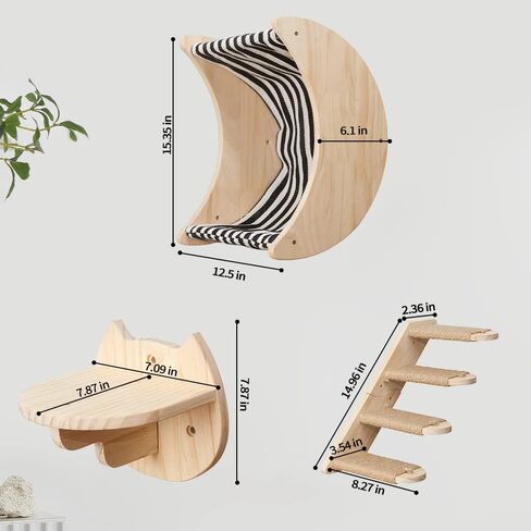 رف للقطط يثبت على الحائط - ارفف حائط للقطط، مجثم خشبية لتسلق القطط، مجموعات اثاث للقطط وجسر كيتي وسلم للاماكن الداخلية in Kuwait