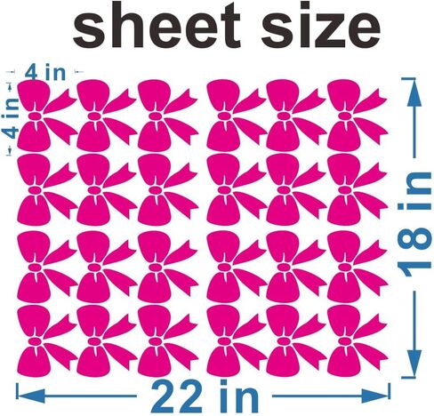 Bowtie Wall Decals - 24 pcs Pink Ribbons Stickers for Kids Room Decor - Removable PVC Vinyl Bow Tie Wall Decal - Lovely Little Bows Sticker for Princess Girl Bedroom - Blush Color JWH186 (blush 4"x 4" inch) in Saudi Arabia
