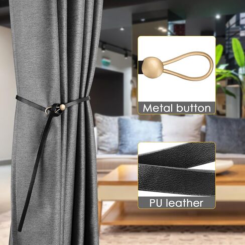 اربطة ستائر جلدية من 4 قطع، اربطة ستائر خارجية، اربطة ستائر بنمط بيت المزرعة لتزيين المنزل، اربطة خلفية سوداء للستائر in Kuwait