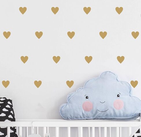 2inchx100 Pieces DIY Heart Wall Decal Vinyl Sticker for Baby Kids Children Boy Girl Bedroom Decor Removable Nursery Decoration (Soft Pink) in Saudi Arabia