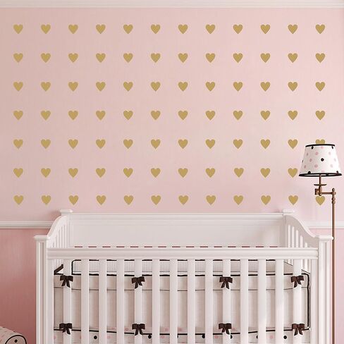2inchx100 Pieces DIY Heart Wall Decal Vinyl Sticker for Baby Kids Children Boy Girl Bedroom Decor Removable Nursery Decoration (Soft Pink) in Saudi Arabia