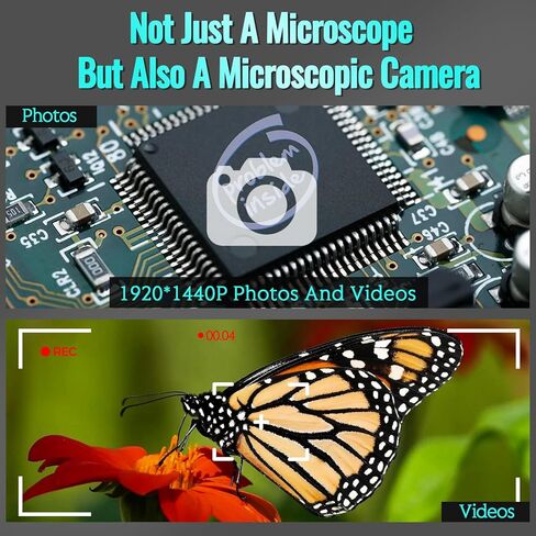 مجهر رقمي OJR USB، مجهر رقمي محمول بتكبير 50X-1600X مع حامل قابل للتعديل، متوافق مع هواتف Android وMac وWindows PC (أسود) in Kuwait